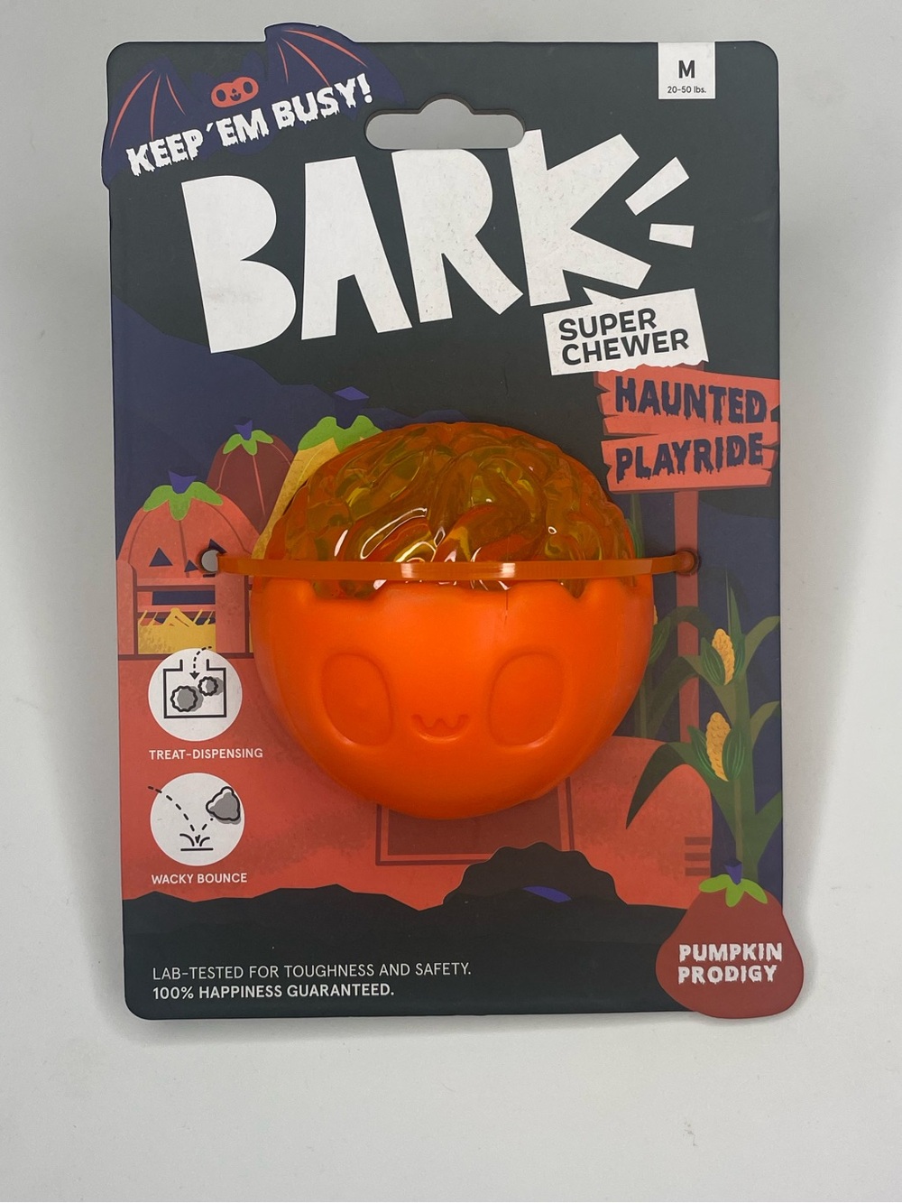 Bark Pumpkin Prodigy Treat-Dispensing Dog Toy - Orange